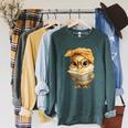 Cute Chick Reading Book Bandana Raglan Sleeve Sweatshirt Heather Blue Lagoon