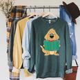 Cute Dog Reading A Human Training Book Dog Raglan Sleeve Sweatshirt Heather Blue Lagoon
