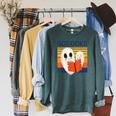 Cute Ghost Book Reading Halloween Teacher Puns Booooks Men Women Kids Raglan Sleeve Sweatshirt Heather Blue Lagoon