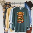 Cute Highland Cow With Glasses Reading Books Raglan Sleeve Sweatshirt Heather Blue Lagoon Cute Highland Cow With Glasses Reading Books Raglan Sleeve Sweatshirt Heather Blue Lagoon
