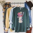 Cute Octopus Bookworm Fun Reading Tee For Book Lovers Raglan Sleeve Sweatshirt Heather Blue Lagoon