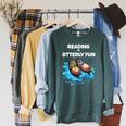 Cute Otter Reading Book Two Otter Reading Is Otterly Fun Raglan Sleeve Sweatshirt Heather Blue Lagoon Cute Otter Reading Book Two Otter Reading Is Otterly Fun Raglan Sleeve Sweatshirt Heather Blue Lagoon