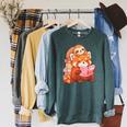 Cute Red Panda Reading Book Sloth Kawaii Animal Raglan Sleeve Sweatshirt Heather Blue Lagoon