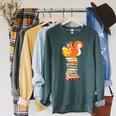 Cute Squirrel Reading Women's Tops Book Lovers Raglan Sleeve Sweatshirt Heather Blue Lagoon