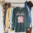Dada Book First Chapter Birthday Girl Coquette Bow Matching Raglan Sleeve Sweatshirt Heather Blue Lagoon