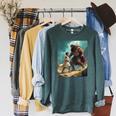 David And Goliath Bible Book Of Samuel King David Painting Raglan Sleeve Sweatshirt Heather Blue Lagoon
