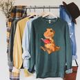 Dinosaur Reading Book Dino Reading Book Lovers Book Readers Raglan Sleeve Sweatshirt Heather Blue Lagoon