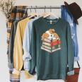 Dog Reading Book Pajama Sleep Raglan Sleeve Sweatshirt Heather Blue Lagoon