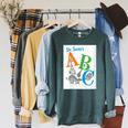 Dr Seuss ABC Book Cover Raglan Sleeve Sweatshirt Heather Blue Lagoon