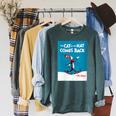 Dr Seuss The Cat In The Hat Comes Back Book Cover Raglan Sleeve Sweatshirt Heather Blue Lagoon