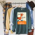 Dr Seuss Fox In Socks Book Cover Raglan Sleeve Sweatshirt Heather Blue Lagoon