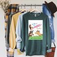 Dr Seuss Mr Brown Can Moo Book Cover Raglan Sleeve Sweatshirt Heather Blue Lagoon