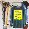Dr Seuss One Fish Two Fish Book Cover Premium Tri-Blend Raglan Sleeve Sweatshirt Heather Blue Lagoon