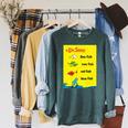 Dr Seuss One Fish Two Fish Book Cover Raglan Sleeve Sweatshirt Heather Blue Lagoon