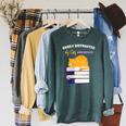 Easily Distracted Cats And Books Cute Cat Book Lover Raglan Sleeve Sweatshirt Heather Blue Lagoon