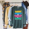 Easily Distracted By Dogs & Books Kawaii Dog & Book Lover Raglan Sleeve Sweatshirt Heather Blue Lagoon