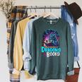 Easily Distracted By Dragon And Books For Book Lover Raglan Sleeve Sweatshirt Heather Blue Lagoon Easily Distracted By Dragon And Books For Book Lover Raglan Sleeve Sweatshirt Heather Blue Lagoon