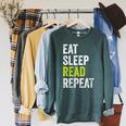 Eat Sleep Read Repeat Book Reader Bookworm Raglan Sleeve Sweatshirt Heather Blue Lagoon Eat Sleep Read Repeat Book Reader Bookworm Raglan Sleeve Sweatshirt Heather Blue Lagoon