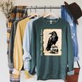 Edgar Allan Poe Raven Gothic Book Lover Raglan Sleeve Sweatshirt Heather Blue Lagoon