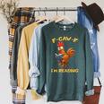 F-Caw-F Rooster Bird F-Caw-F I'm Reading Book Graphic Raglan Sleeve Sweatshirt Heather Blue Lagoon