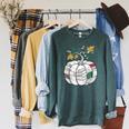Fall Bookshelf Pumpkin Autumn Reading Raglan Sleeve Sweatshirt Heather Blue Lagoon