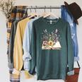 Flowers Gardening And Book Reading Lover Raglan Sleeve Sweatshirt Heather Blue Lagoon