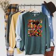 Geometric History Educated Women Reading Book Melanin Raglan Sleeve Sweatshirt Heather Blue Lagoon