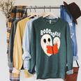 Ghost Book Reading Raglan Sleeve Sweatshirt Heather Blue Lagoon