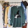 Goth Mystical Gothic Books & Cat Raglan Sleeve Sweatshirt Heather Blue Lagoon