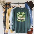 Groovy It's Good Luck To Read St Patrick's Day Book Lucky Raglan Sleeve Sweatshirt Heather Blue Lagoon