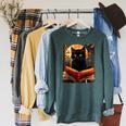 Halloween Cat Reading Books Spooky Cat Reader Teachers For Men Women Kids Raglan Sleeve Sweatshirt Heather Blue Lagoon Halloween Cat Reading Books Spooky Cat Reader Teachers For Men Women Kids Raglan Sleeve Sweatshirt Heather Blue Lagoon