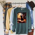 Halloween Cat Reading Books Spooky Cat Reader Teachers Raglan Sleeve Sweatshirt Heather Blue Lagoon