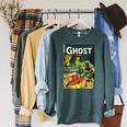 Halloween Horror Vintage Monster Comic Book Retro Scary Raglan Sleeve Sweatshirt Heather Blue Lagoon