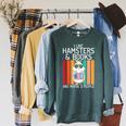 I Like Hamsters & Books And Maybe 3 People Hamster Lover Raglan Sleeve Sweatshirt Heather Blue Lagoon