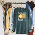 Happiness Is Books And Tea Raglan Sleeve Sweatshirt Heather Blue Lagoon