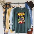 Horror Comic Book Cover Chamber Of Chills 19 Raglan Sleeve Sweatshirt Heather Blue Lagoon