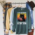 I'm Retired Reading Books Is My Job Cat Reader Raglan Sleeve Sweatshirt Heather Blue Lagoon