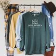 Jane Austen Pride And Prejudice Book Raglan Sleeve Sweatshirt Heather Blue Lagoon Jane Austen Pride And Prejudice Book Raglan Sleeve Sweatshirt Heather Blue Lagoon