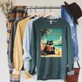 Japanese Cat Book Summer Beach Vacation Cruise Raglan Sleeve Sweatshirt Heather Blue Lagoon