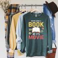 Never Judge A Book By It's Movie Reading Raglan Sleeve Sweatshirt Heather Blue Lagoon