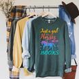 Just a Girl Who Loves Horses And Books Book Lover Raglan Sleeve Sweatshirt Heather Blue Lagoon