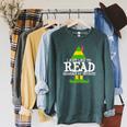 I Just Like To Read READING ELF Book Love Christmas Holiday Raglan Sleeve Sweatshirt Heather Blue Lagoon I Just Like To Read READING ELF Book Love Christmas Holiday Raglan Sleeve Sweatshirt Heather Blue Lagoon