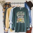 I Just Want To Read Books And Pet Cats Cat Reading Raglan Sleeve Sweatshirt Heather Blue Lagoon I Just Want To Read Books And Pet Cats Cat Reading Raglan Sleeve Sweatshirt Heather Blue Lagoon