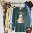 Kawaii Cats Books Coffee Raglan Sleeve Sweatshirt Heather Blue Lagoon