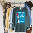 Kids Dr Seuss The Cat In The Hat Book Cover Performance Raglan Sleeve Sweatshirt Heather Blue Lagoon