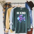 Be Kind Rainbow Scale Fish Teacher Reading Book Toddler Raglan Sleeve Sweatshirt Heather Blue Lagoon