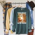 Leave Reality Enter Books Bookworm Reading Book Raglan Sleeve Sweatshirt Heather Blue Lagoon
