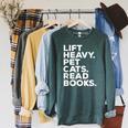 Lift Heavy Pet Cats Read Books Gym Workout Weight Lifter Raglan Sleeve Sweatshirt Heather Blue Lagoon Lift Heavy Pet Cats Read Books Gym Workout Weight Lifter Raglan Sleeve Sweatshirt Heather Blue Lagoon