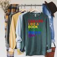 Live Life Like A Book Florida Would Ban Pride Slogan Raglan Sleeve Sweatshirt Heather Blue Lagoon