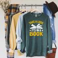Take A Look It's In A Book Raglan Sleeve Sweatshirt Heather Blue Lagoon